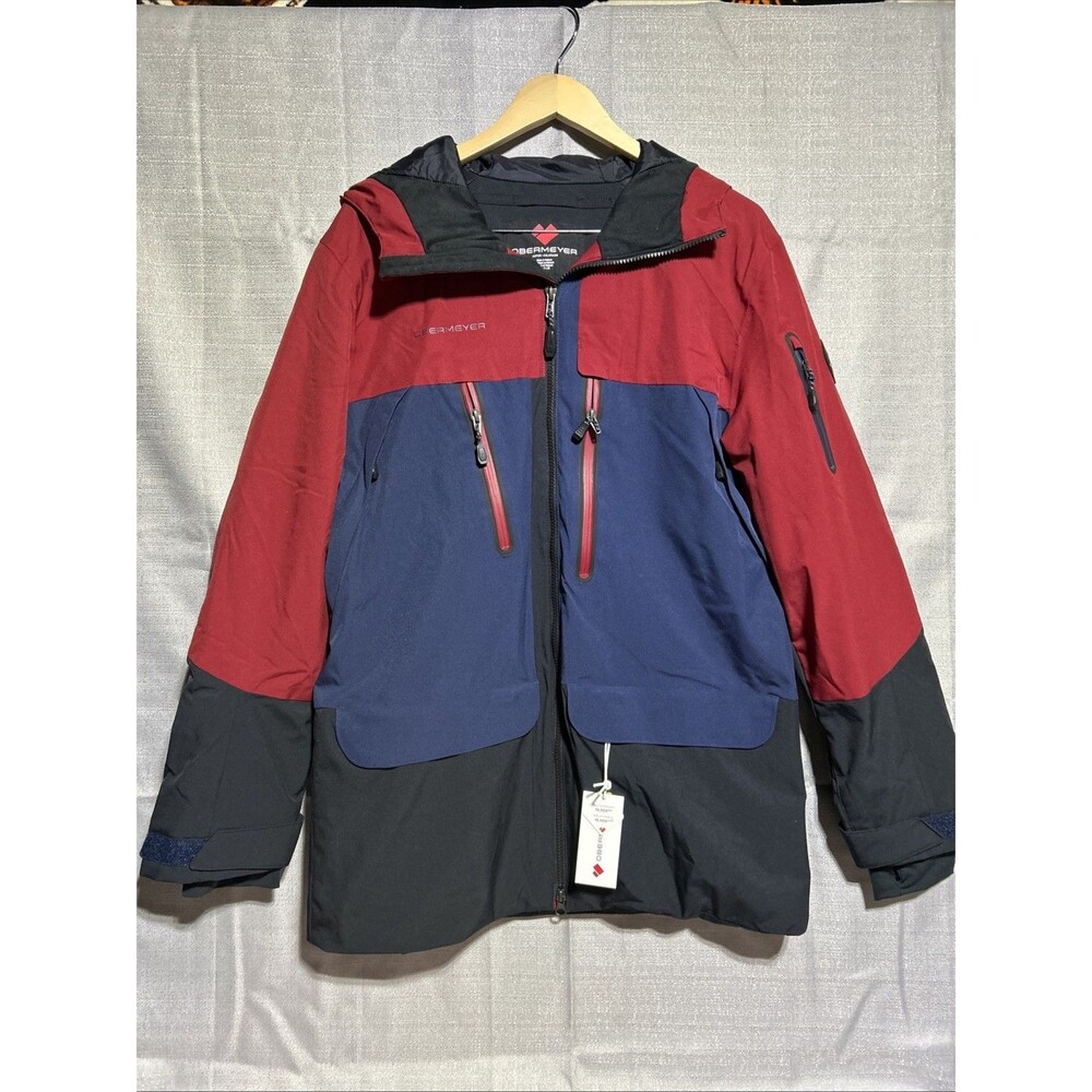 Obermeyer‎ Cirque Jacket Ski Snow Hooded Men's Small Rustic Red Blue $349
